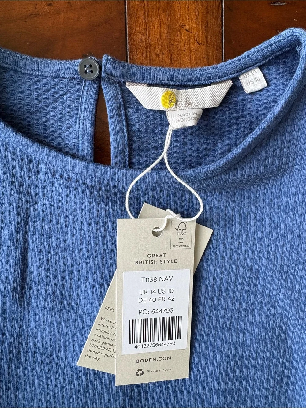 Boden Blue Puff Sleeve Textured Top